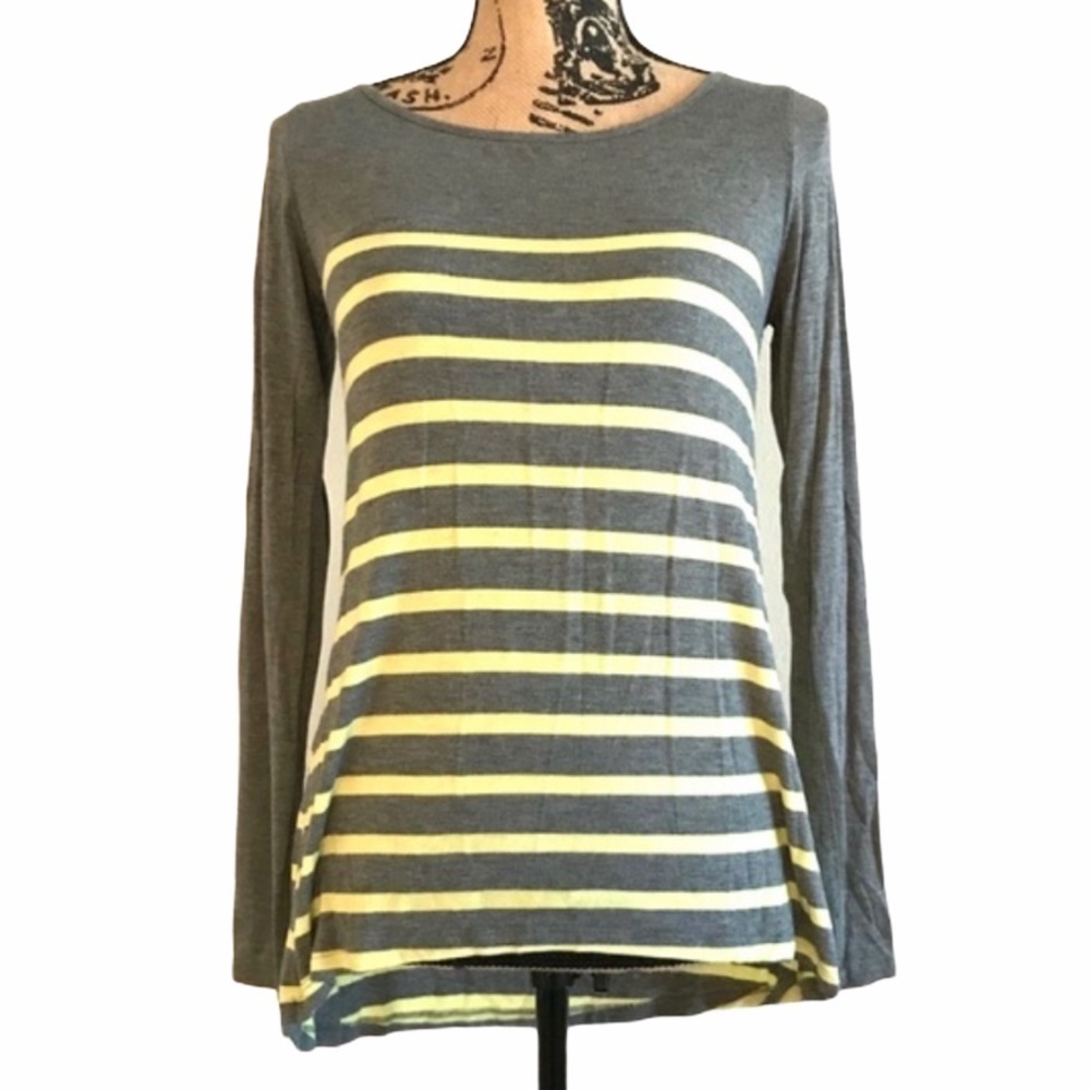 ANTHROPOLOGIE Bordeaux Gray Yellow Striped Top